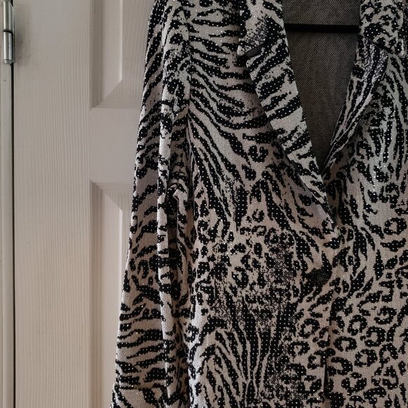 St John evening knit jacket black white rhinestones embellished blazer size 6 - Picture 3 of 16